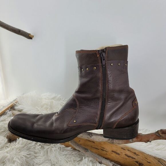 Gordon rush studded brown leather ankle boots. (K) main image 13